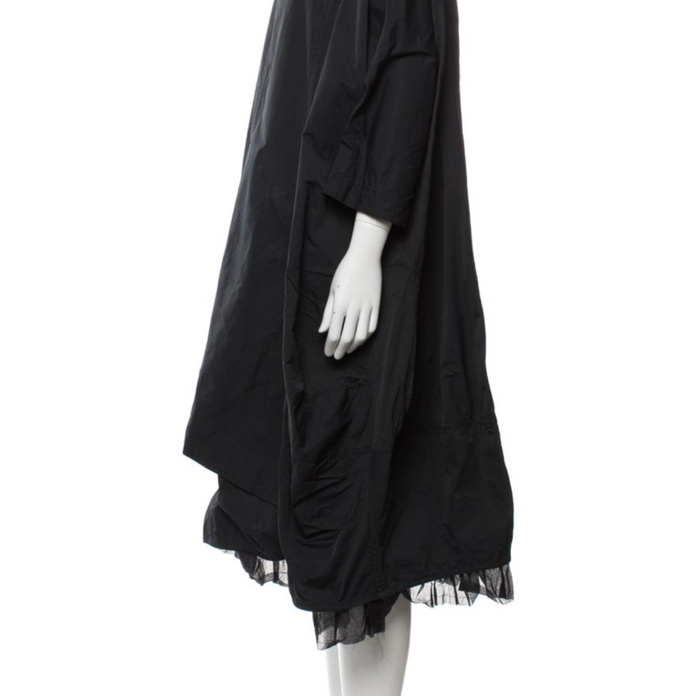 Black Women's Midi Dress with Tulle Hem